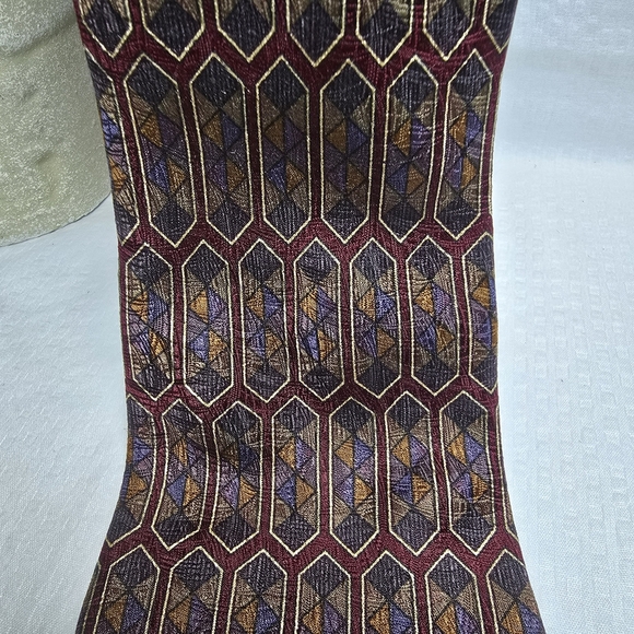 COLOURS BY ALEXANDER JULIAN MENS TIE 100% SILK, STAINED GLASS PATTERN, BLUE GOLD - Picture 7 of 7